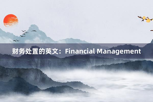 财务处置的英文:Financial Management